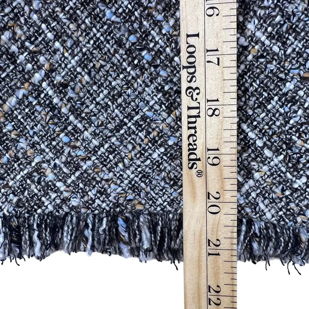 Kenneth Cole Tweed Pencil Skirt 2 Brown Taupe Boucle Fringe Hem Wool Blend Lined